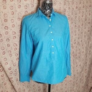 J Crew Aqua Blue Cotton Button Down Shirt XSmall